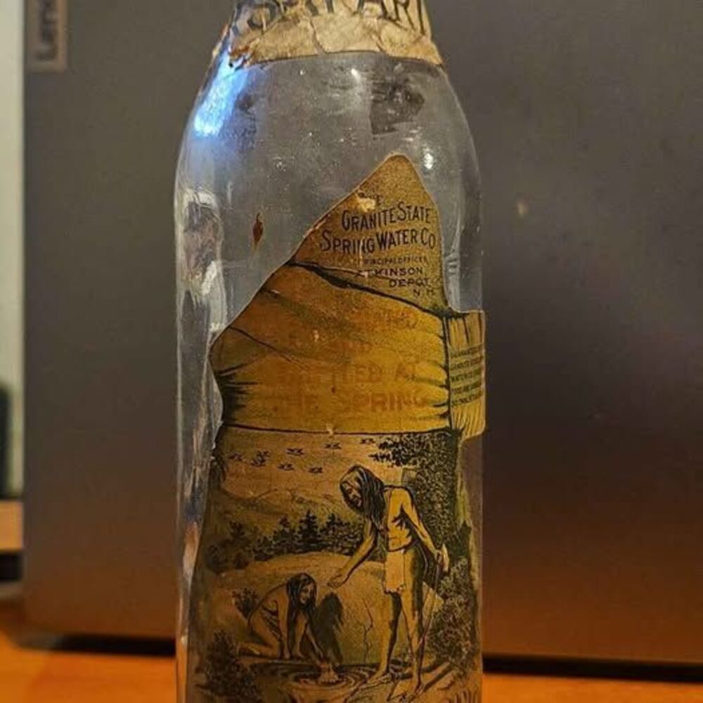 Rare Antique Granite State Spring Sarsaparilla Bottle with native american scene